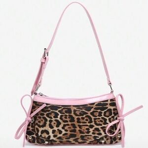 NWOT Leopard Print Shoulder Bag with Pink Trim
